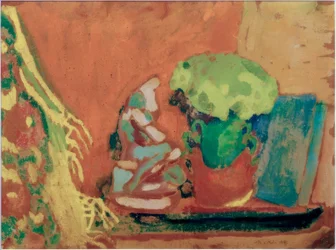 Nature morte avec figurine en porcelaine