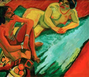 Femme avec Indien sur tapis