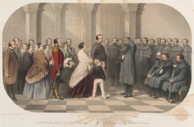 La reine Victoria et le prince Albert rencontrant des vétérans de Crimée, vers 1855