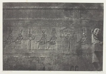 Grand Temple de Dendérah (Teutyres), Sculptures de la Façade Postérieure; Haute-Egypte, plate 20 from the album "Egypte, Nubie, Palestine et Syrie" (1852)