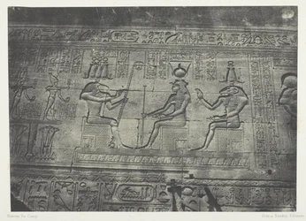 Grand Temple de Dendérah (Teutyres), Sculptures de la Façade Postérieure; Haute-Egypte, plate 19 from the album "Egypte, Nubie, Palestine et Syrie" (1852)