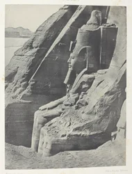 Ibsamboul, Colosse Oriental Du Spéos De Phrè, Vu De Profil; Nubie, plate 104 from the album "Egypte, Nubie, Palestine et Syrie" (1852)