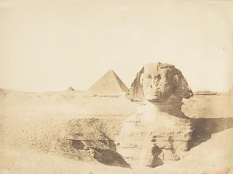 Vue du grand Sphinx et de la grande pyramide de Menkaourê