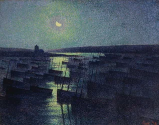 Camaret, clair de lune et bateaux de pêche