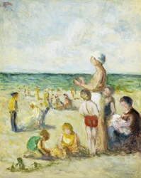Sur la plage en Normandie, vers 1930