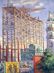 Échafaudage et affiches, vers 1912