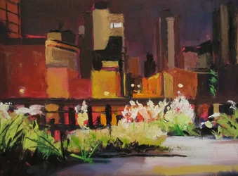 Lumière nocturne dans le jardin de la ville
