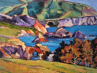 Pont coloré sur la côte
