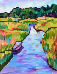 Bateau coloré sur la rivière Marsh