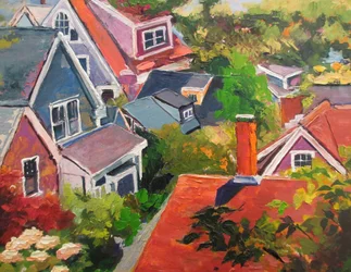 Les toits colorés du village