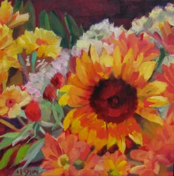 Bouquet de tournesols dorés