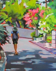 Promenade dans le jardin en été