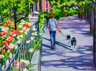 Une balade ensoleillée sur le trottoir