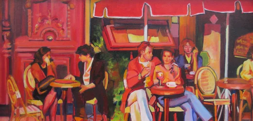 Une scène café très animée