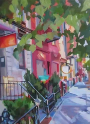 Une rue animée en ville