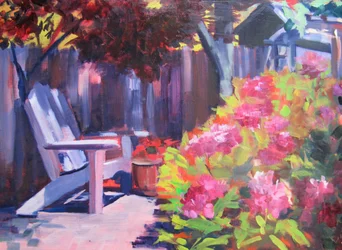 Chaise de jardin aux couleurs vives