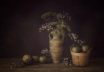 Nature morte avec pomme verte