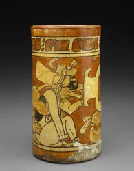 Vase avec dieux singe et chien, 600-900 après J.-C.