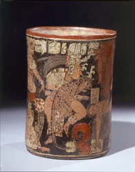 Vase cylindrique avec scène sacrificielle, vers 600-850 apr. J.-C.