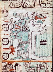 Le codex de Madrid ou codex tro cortesianus, traite des horoscopes et des tables astrologiques, rapporté en Espagne par Hernan Cortes (1485-1547). Miniatures peintes