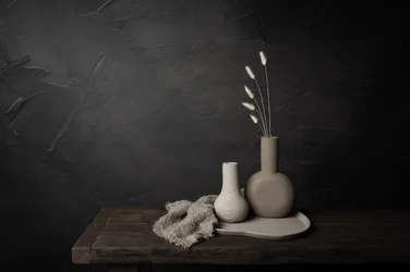 Vases et herbe minimalistes