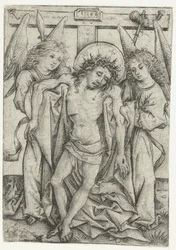 Le corps du Christ soutenu par deux anges
