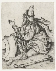 Homme Roma avec barbe et écu blanc