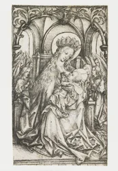 Madone trônante adorée par des anges