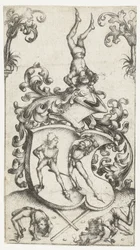 Blason avec acrobates et escrimeurs