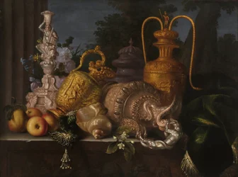 Nature morte, coquillages et orfèvrerie