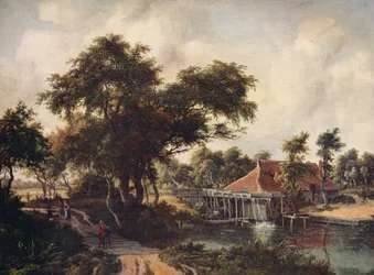 Paysage avec un moulin à eau