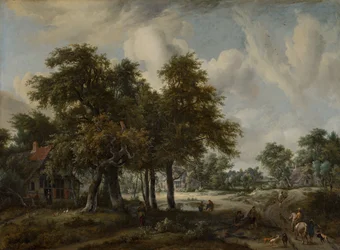 Paysage boisé avec cottages
