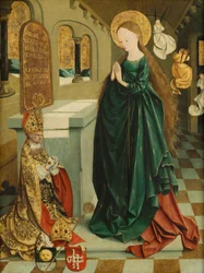 Marie en jeune fille du temple en robe d