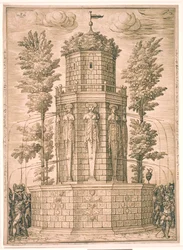 Fontaine avec cariatides