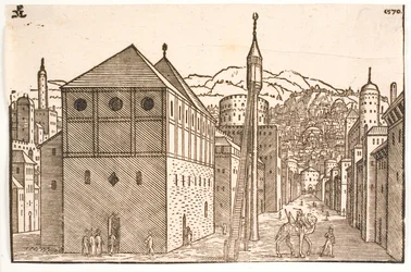 Mosquée avec un minaret indépendant avec escalier extérieur