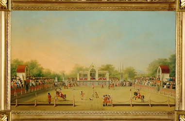 Turnier in Laxenburg -Tournoi au château de Laxenburg ... (peinture sur toile)