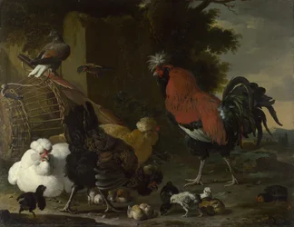 Un coq, des poules et des poussins, vers 1668-1670