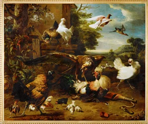 Le faucon dans le poulailler (peinture sur toile)