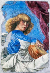 Ange jouant du luth, 1480, fresque de Melozzo da Forlì (1438-1494), fresque détachée de la fresque de l