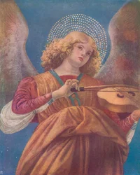 Ange musicien avec violon, fresque, vers le XVe siècle