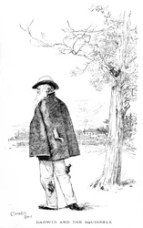 Darwin et les écureuils, illustration de Charles Darwin, sa vie et son œuvre par Charles Frederick Holder, 1899
