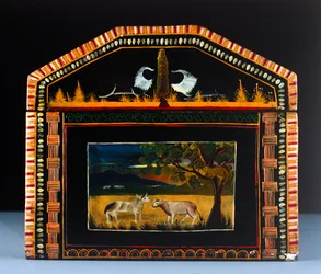 Coffre (bois laqué et peint) (détail)