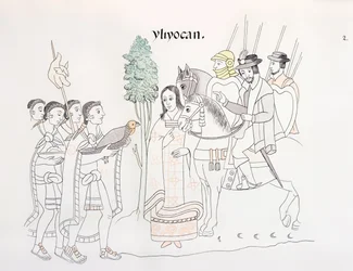 Rencontre de Hernando Cortés et des Aztèques, illustration d