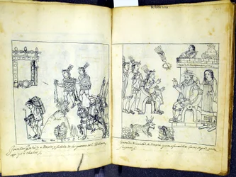Cortez et Montezuma, de Historia de Tlaxcala par Diego Munoz Camargo