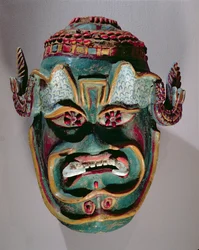 Masque rituel de Santiago utilisé dans la danse mexicaine des Maures et des Chrétiens (bois peint)