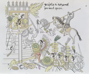 La destruction des idoles par Hernán Cortés, illustration tirée d