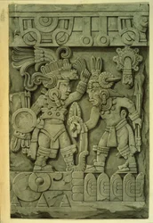 La pierre de Tizoc (lithographie couleur)
