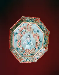 Plateau, fin du XIXe siècle (bois, laque et feuille d