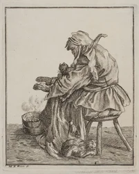 Une femme se réchauffe