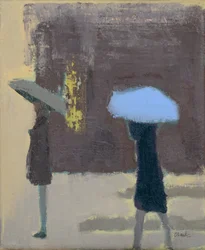 Le parapluie bleu, 2017 (huile sur lin)